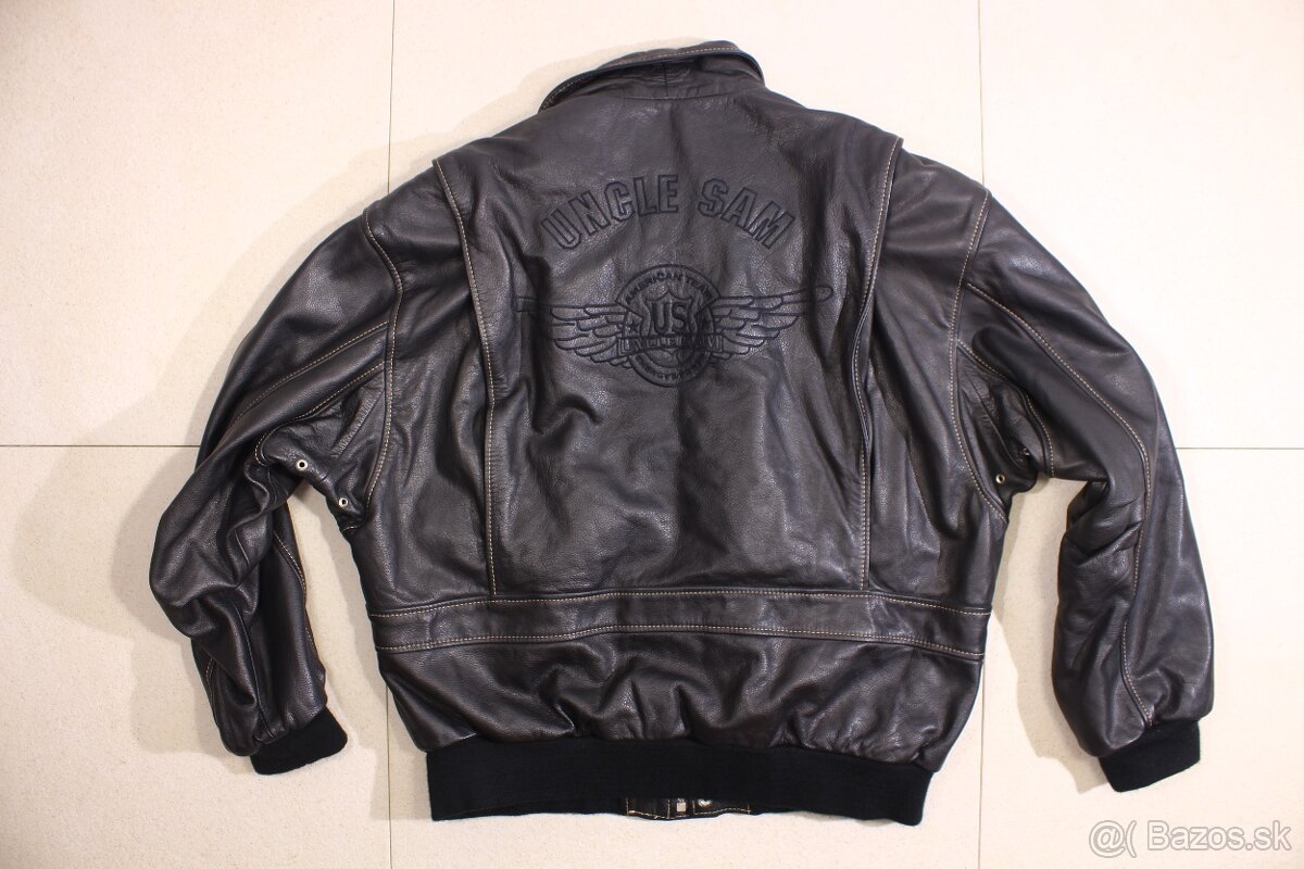 Pánská luxusní kožená bunda bomber Uncle Sam XL - 3