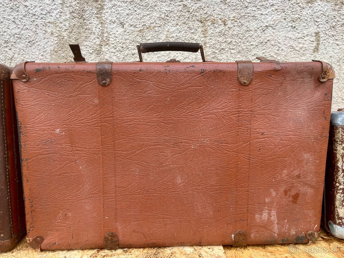 Starožitný starý retro cestovný kufor - 2ks - 3