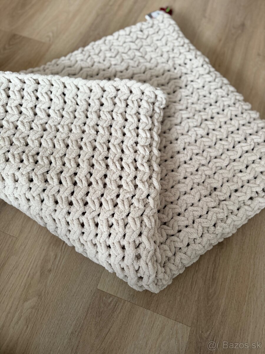 Ručne pletená deka 140x200 béžová - 3