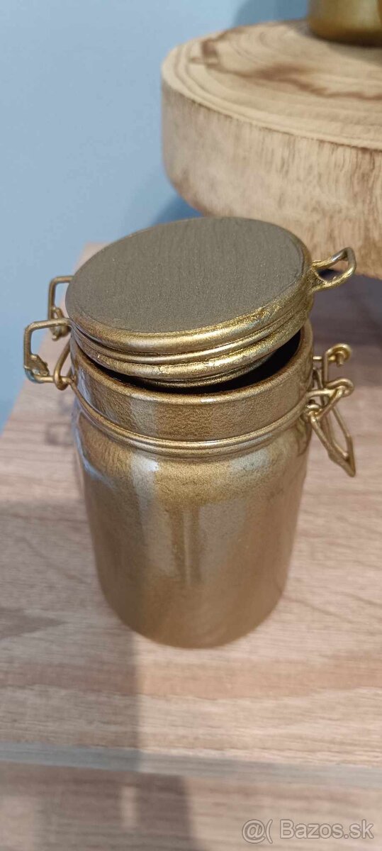 Handmade zlaté vázičky / svietniky svadobná výzdoba - 3