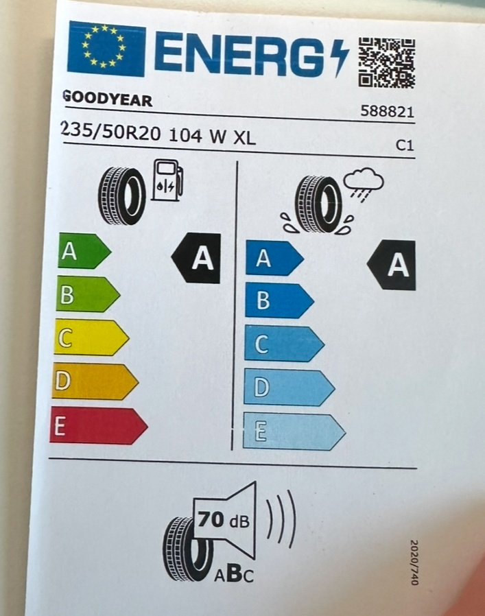 Goodyear 235/50 R20 104W XL – DOT 4524, ako nové (1900 km) - 3