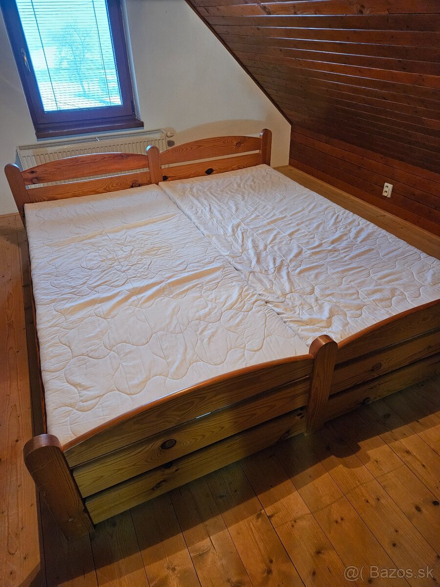 Manželská drevená posteľ 180x200 - 3