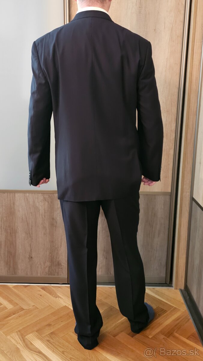Nový čierny oblek veľ.56 na výšku190 cm + košeľa a kravata - 3