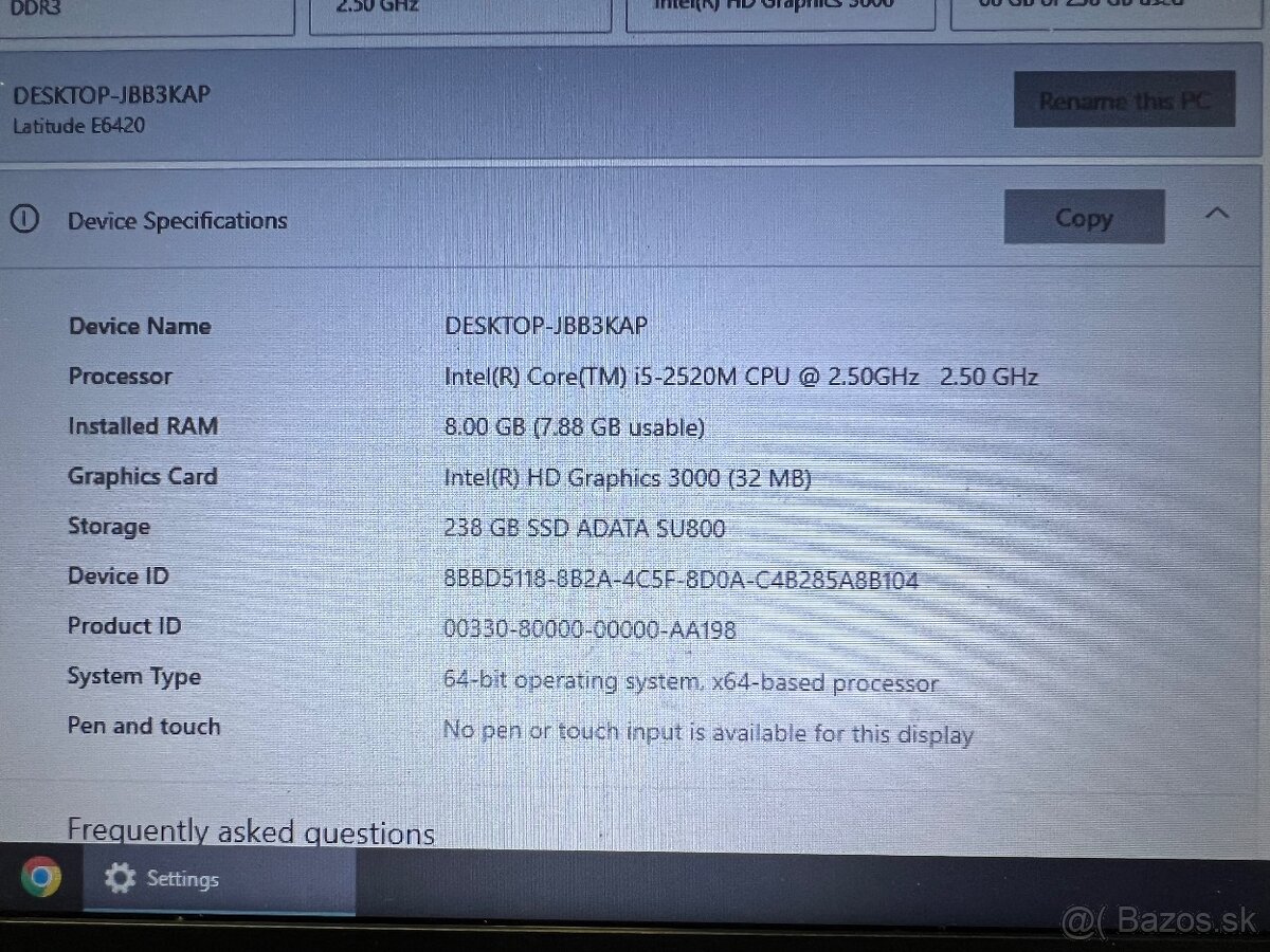 Laptop Dell Latitude E6420 - i5, 8 GB RAM, SSD - 3