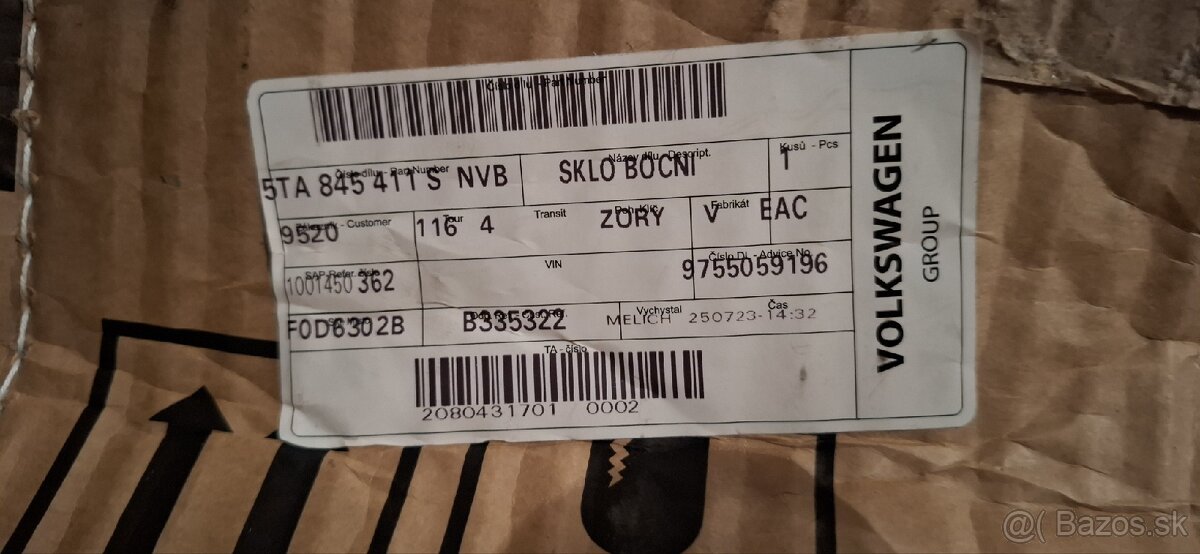 Nové Ľavé predné okno Volkswagen Touran 2016+ - 3