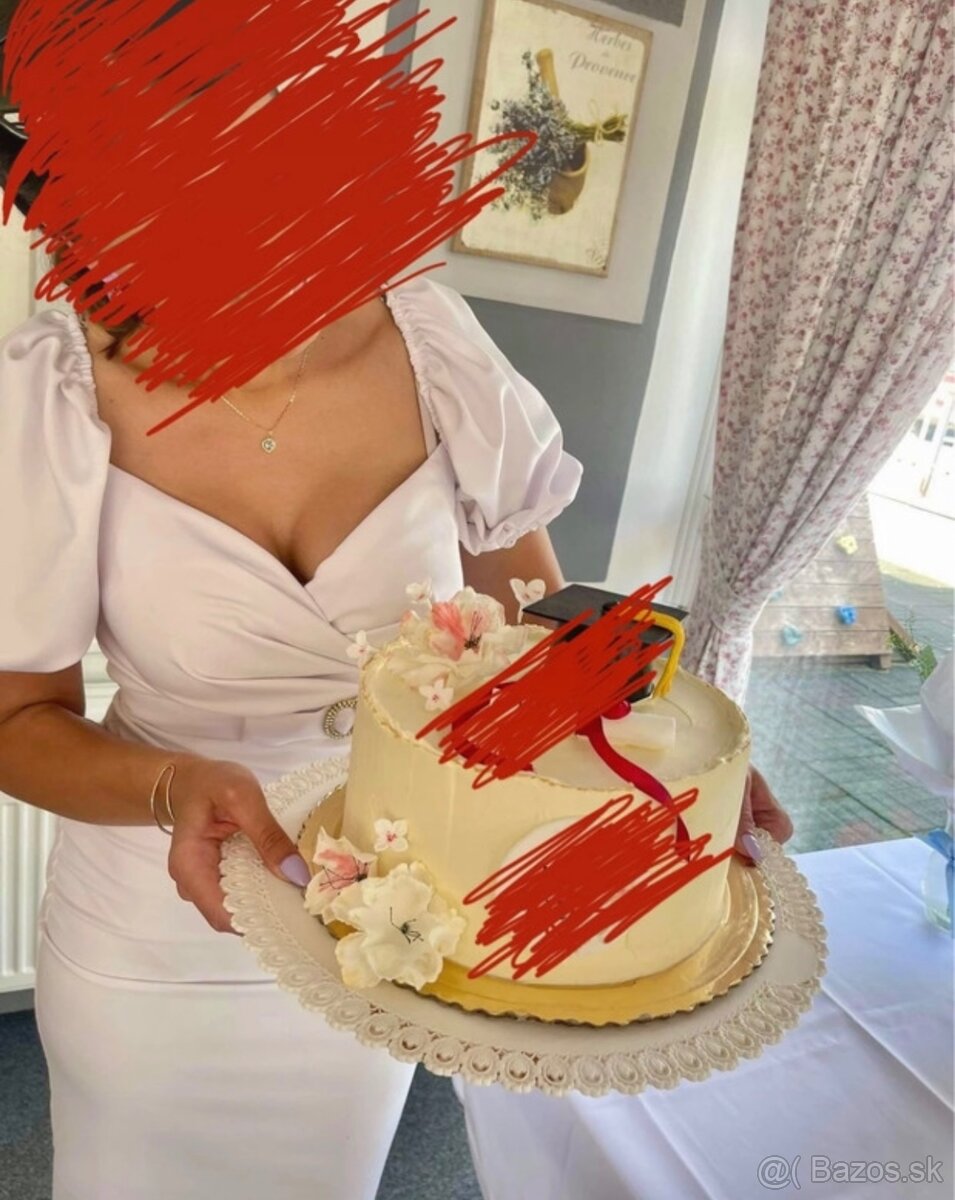 Elegantné spoločenské midi šaty - 3