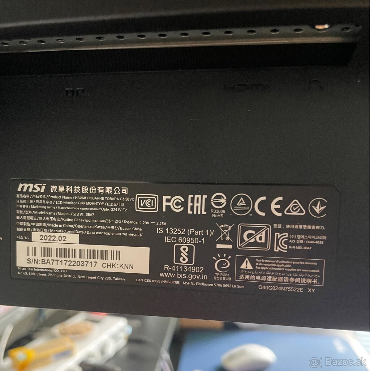 2x 24" IPS FullHD 75Hz monitory MSI a HP + držiak - 3