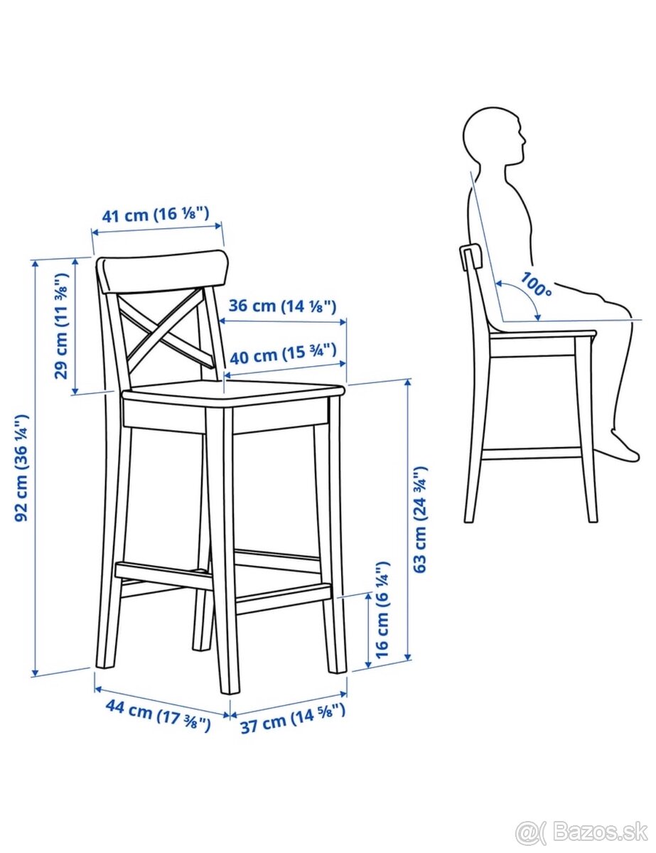 4ks barová stolička IKEA ROSENTORP - 3