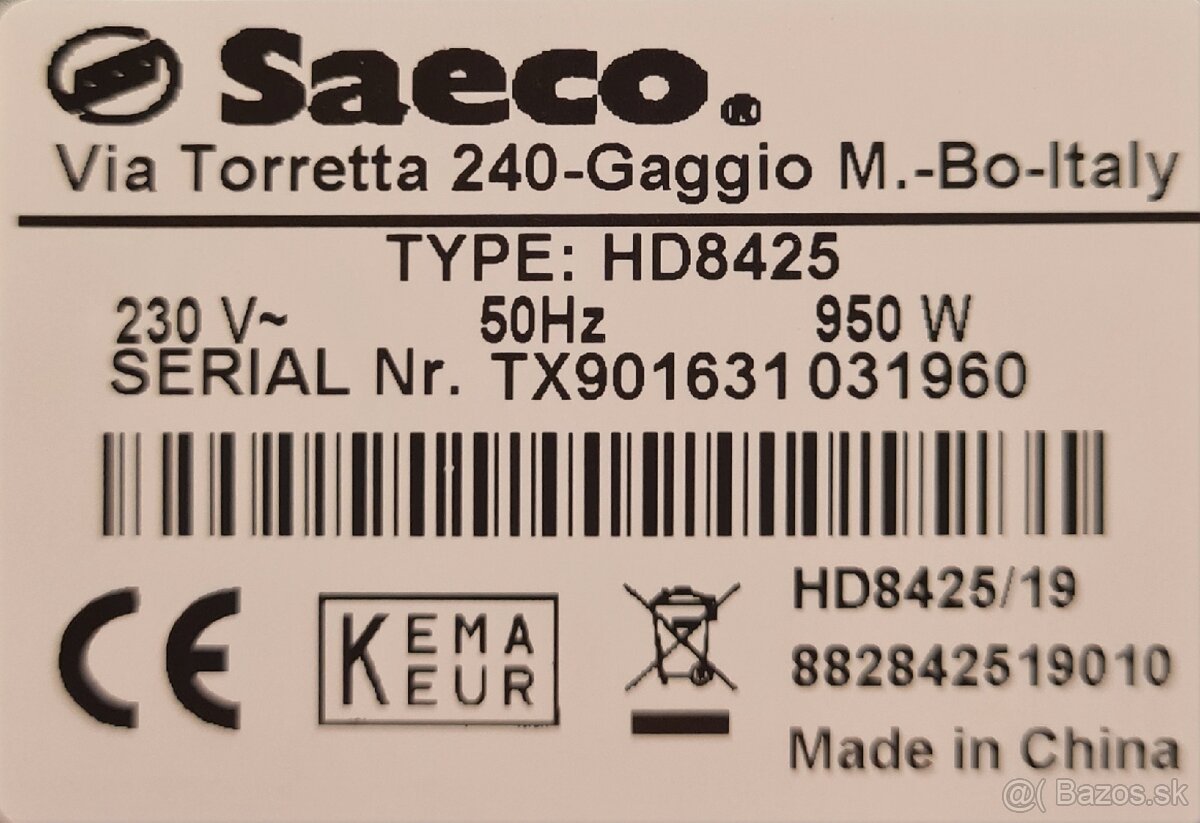 Predám espresso kávovar SAECO HD8425 - 3