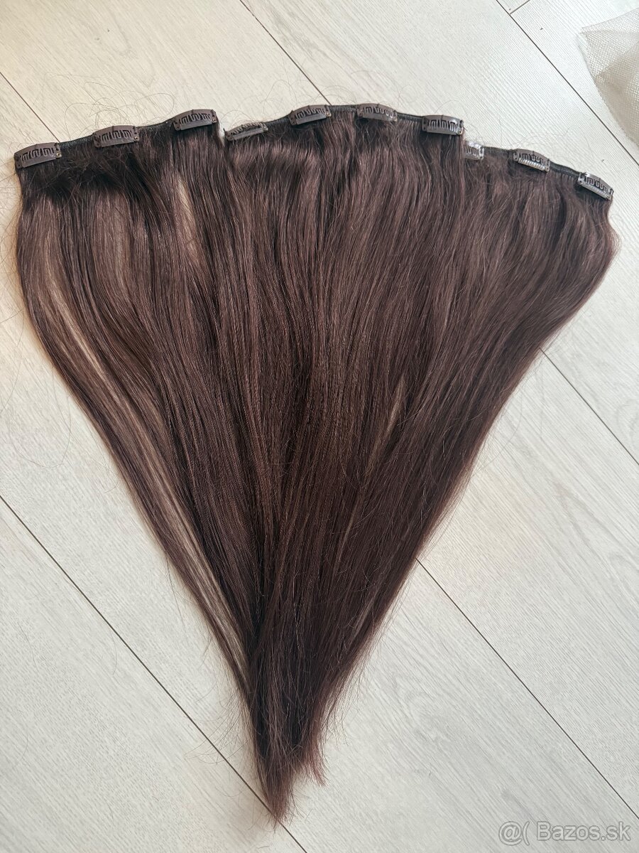 Clip in vlasy - gaštanová hnedá - 3