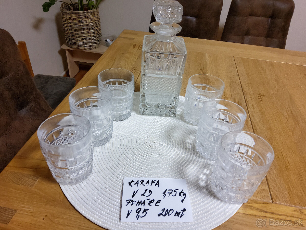 stará súprava na whisky s nádherným brusom 1 + 6 - 3