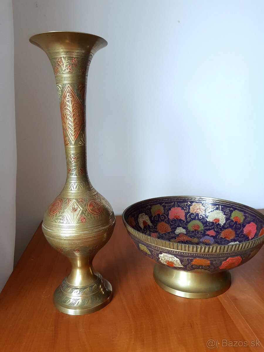 Mosadzná misa a váza - 3