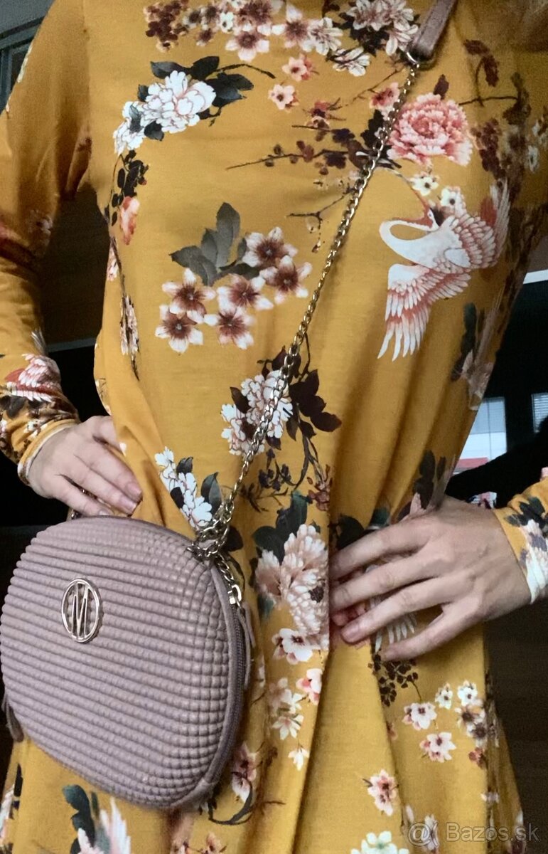Dámske kvetované žlté šaty - 3