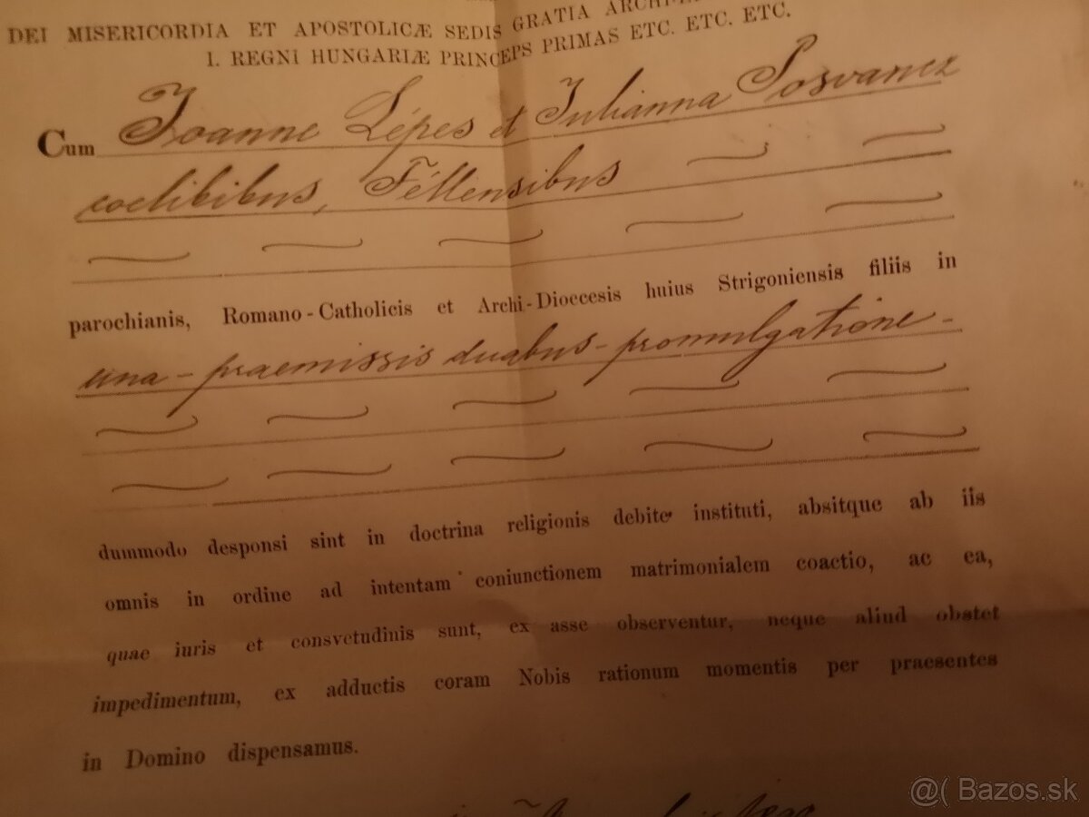 Vzácny historický cirkevný dokument – Dišpenz na manželstvo, - 3