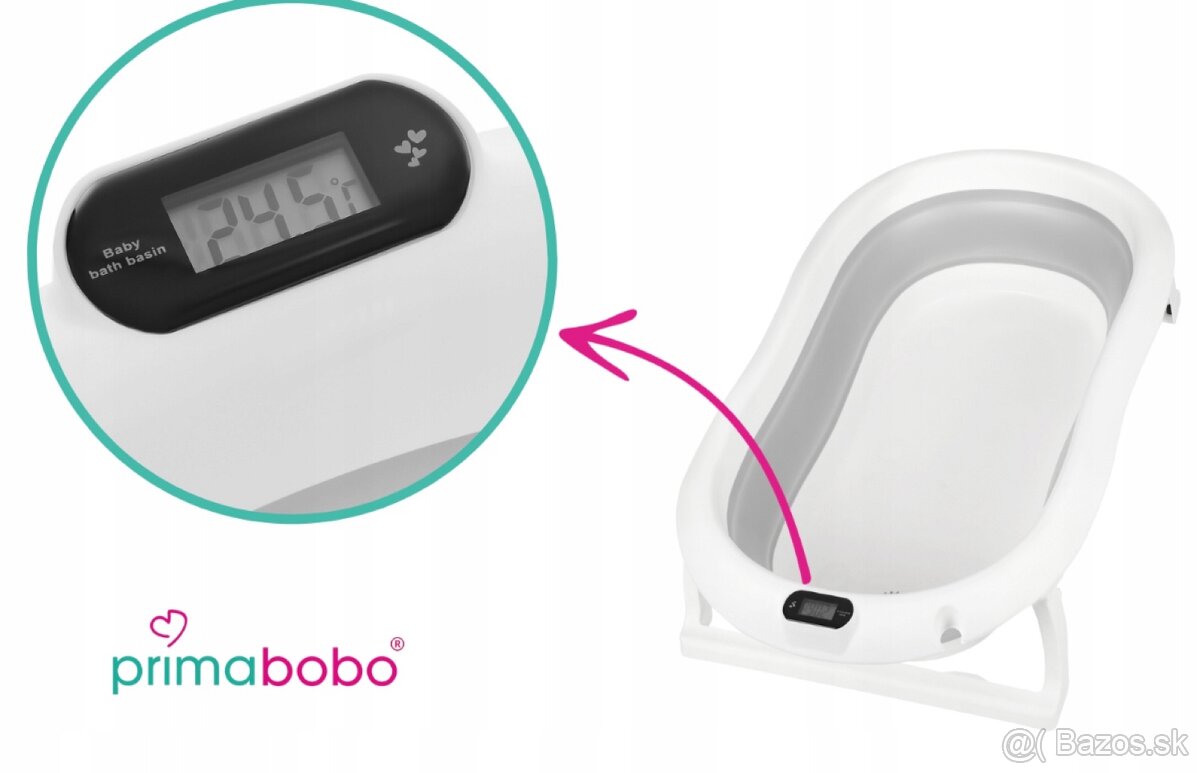 Skladacia vanička so stojanom, teplomerom a vankúšom - 3