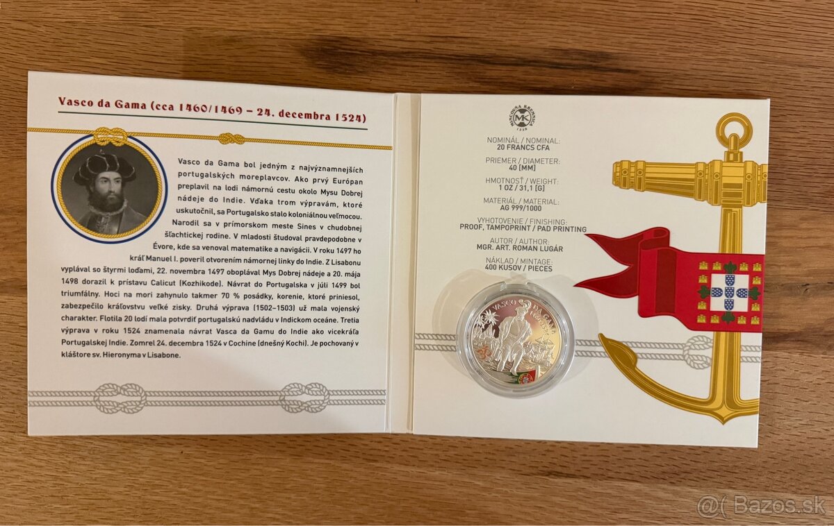 Strieborná investičná minca Vasco da Gama - 3