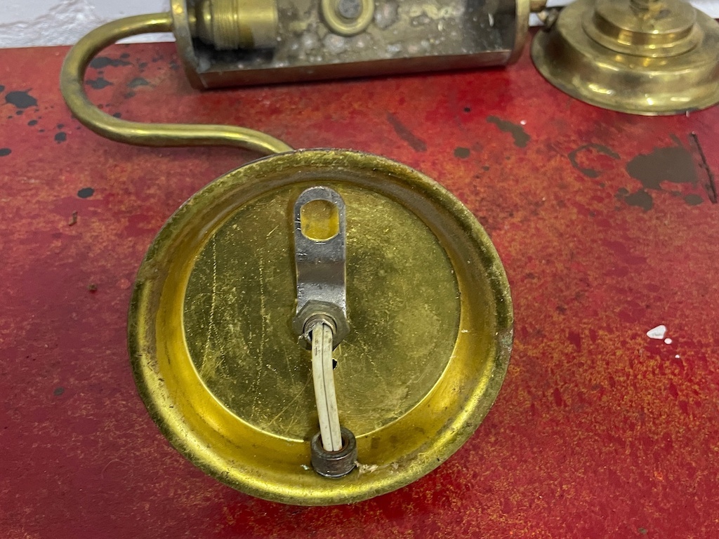 Starožitné mosadzné bankárske lampy. Pár. - 3