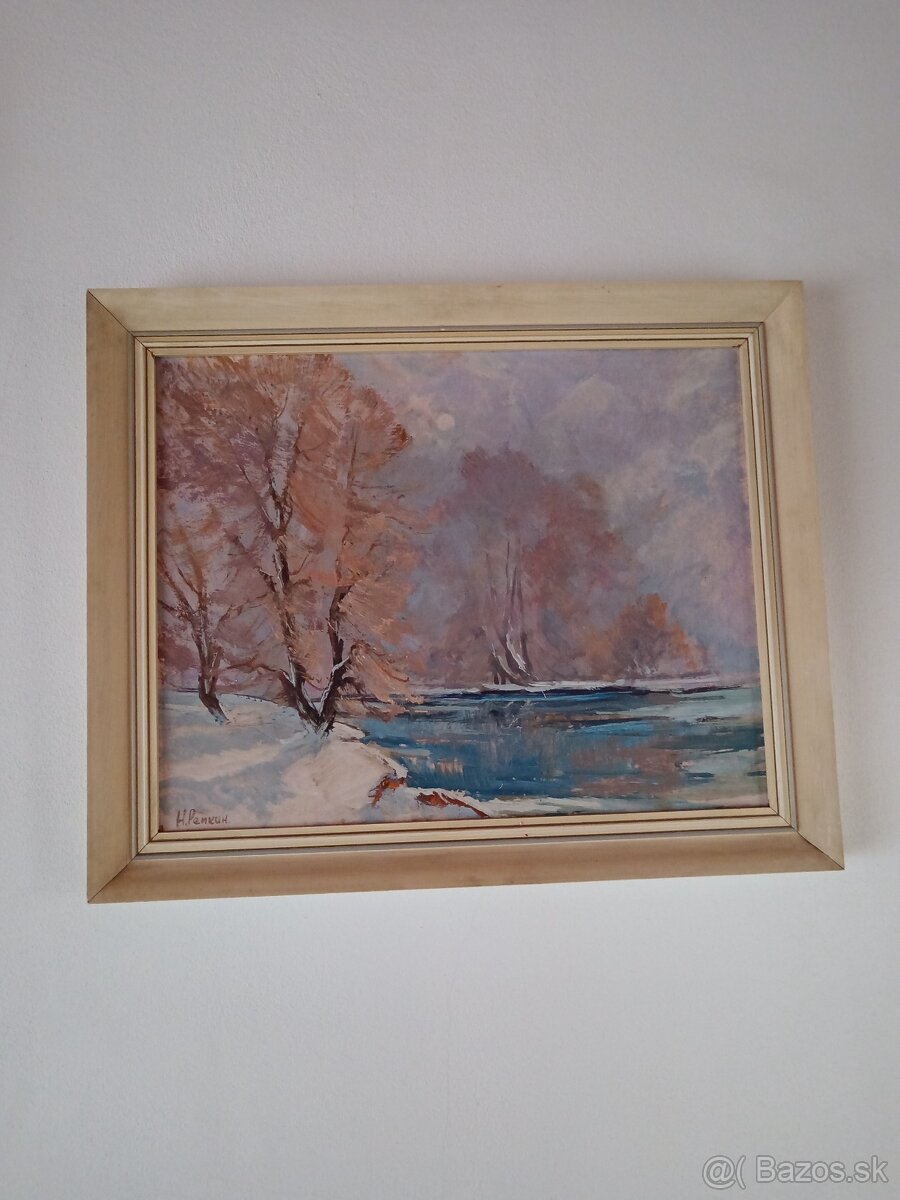 Obrazy, maľované, rám, starožitnosti - 3