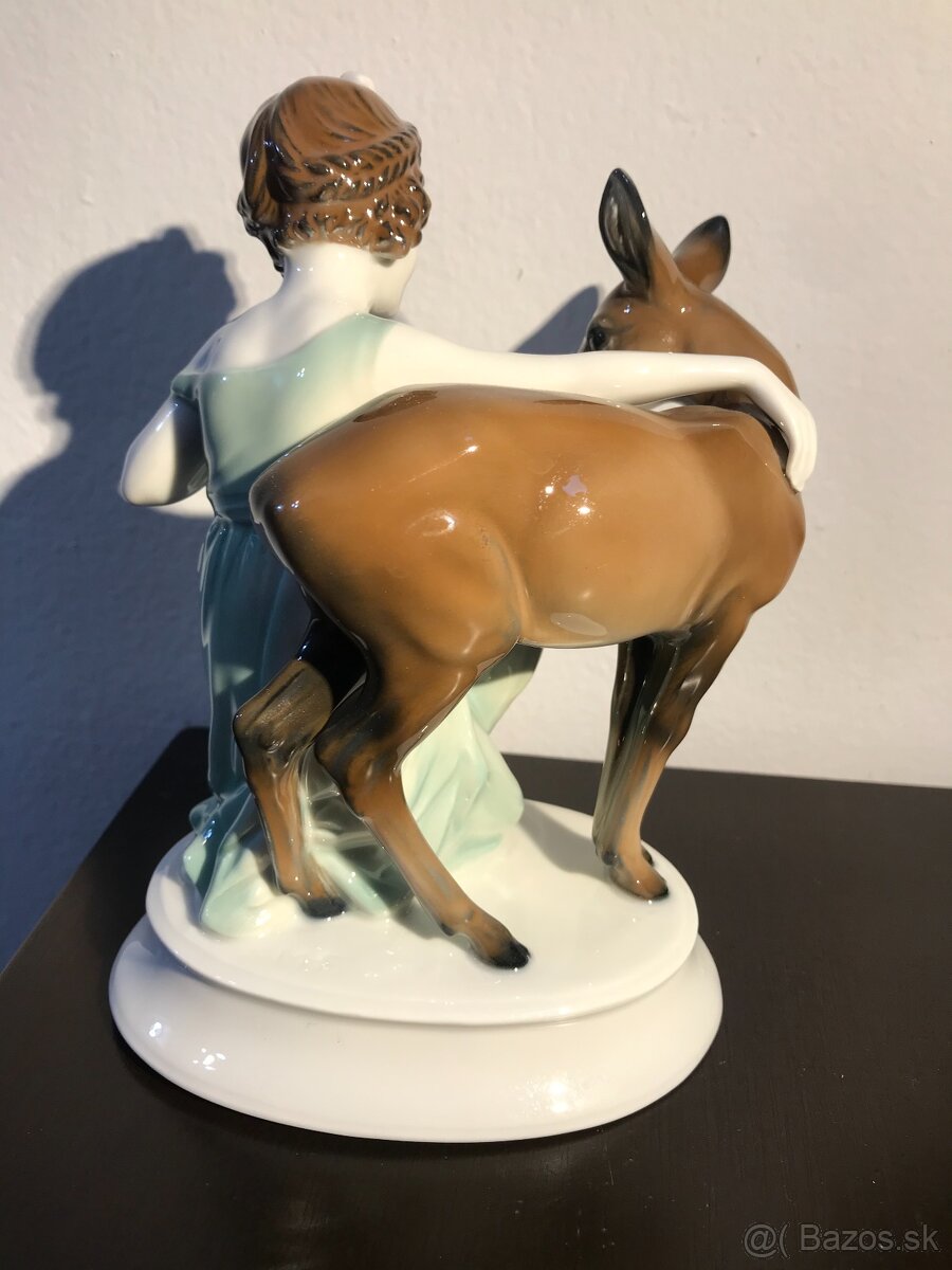 052 - Rosenthal , Germany ,Dievča so srnkou,porcelan - 3