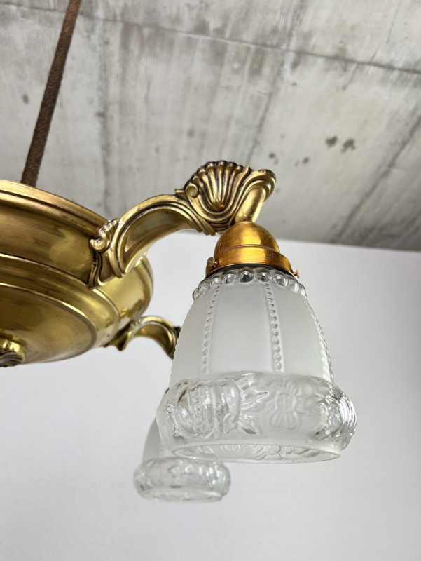 Starožitný mosadzný 5ramenný luster - 3