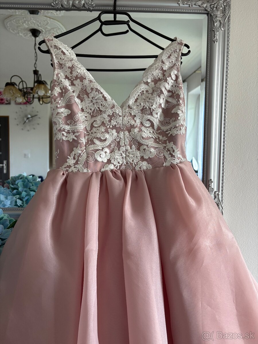 Púdrové spoločenské šaty 36/S - 3