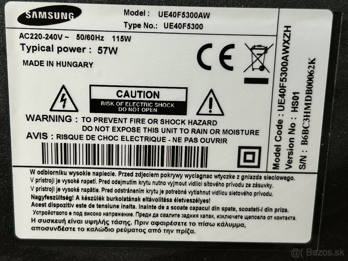 Samsung UE40F5300AW na nahradne diely - 3