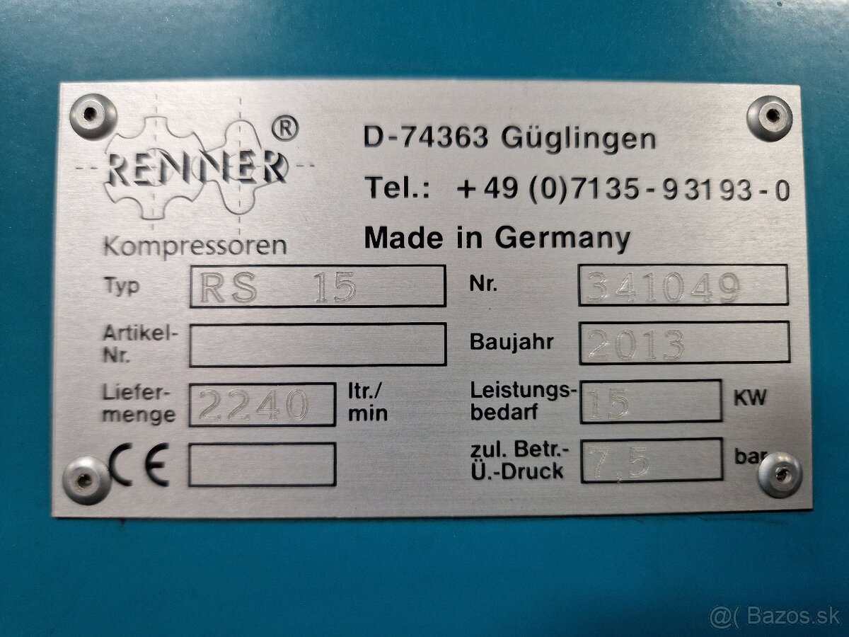 Skrutkový kompresor RENNER RS15 - 3