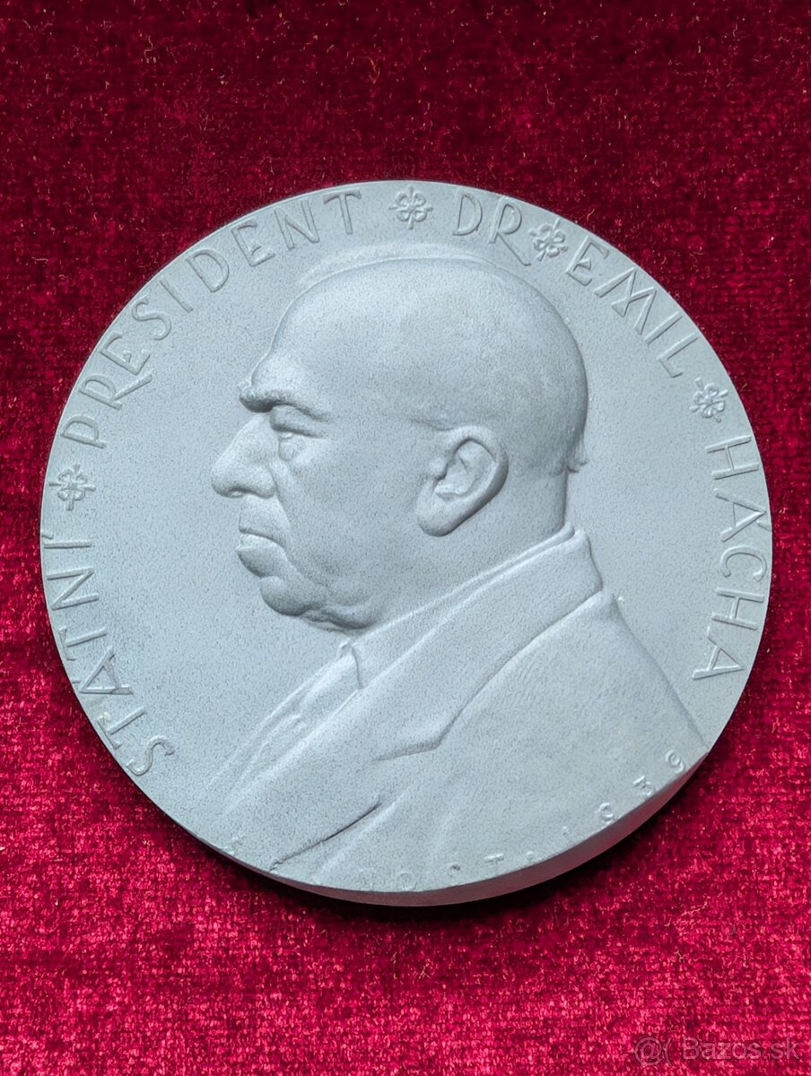 Predám vzácnu Zn medailu JUDr Emil Hácha - 3