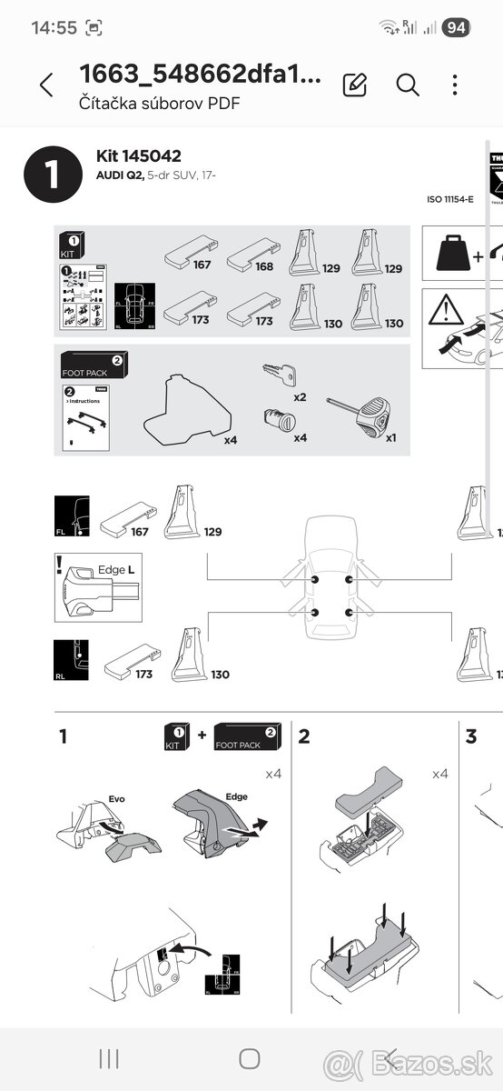 Kit pre patky 7105 pre stresny nosic s holou strechou - 3