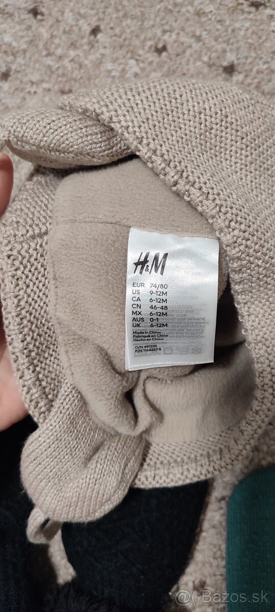 Čiapky na šnúrky 74/80, rukavice - 3