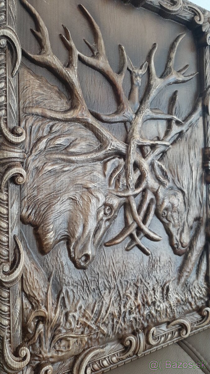Drevený obraz Poľovnicke motivy 59×36cnhr.3cm - 3