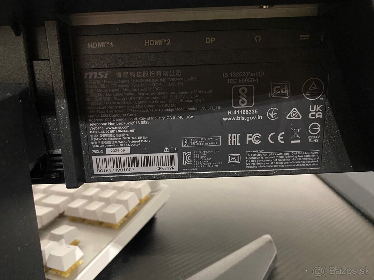 monitor MSI MAG 256F, 24.5”, 180Hz - 3