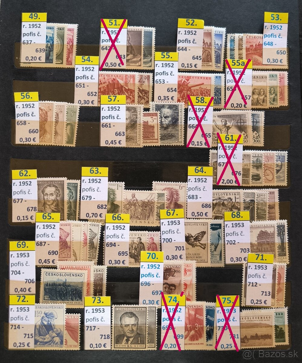 Poštové známky Českoslovemsko - série čisté - 3
