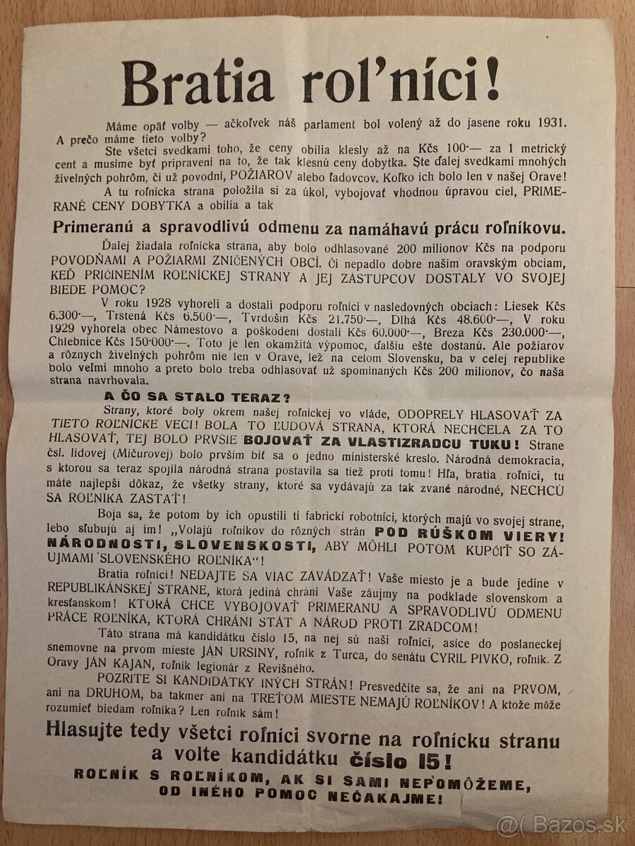 2 predvolebné plagáty okolo roku 1925-1930 - 3
