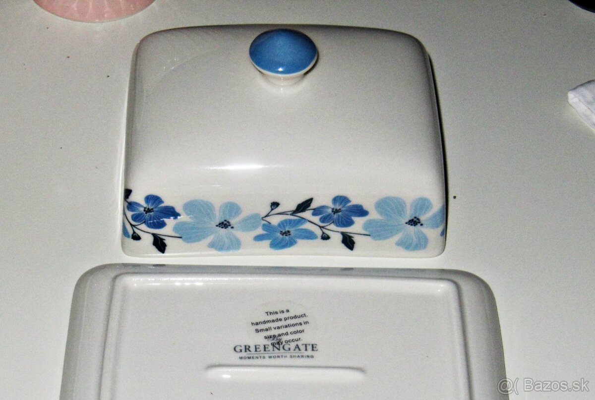 Green Gate porcelánová maselnička, modré kvety - 3