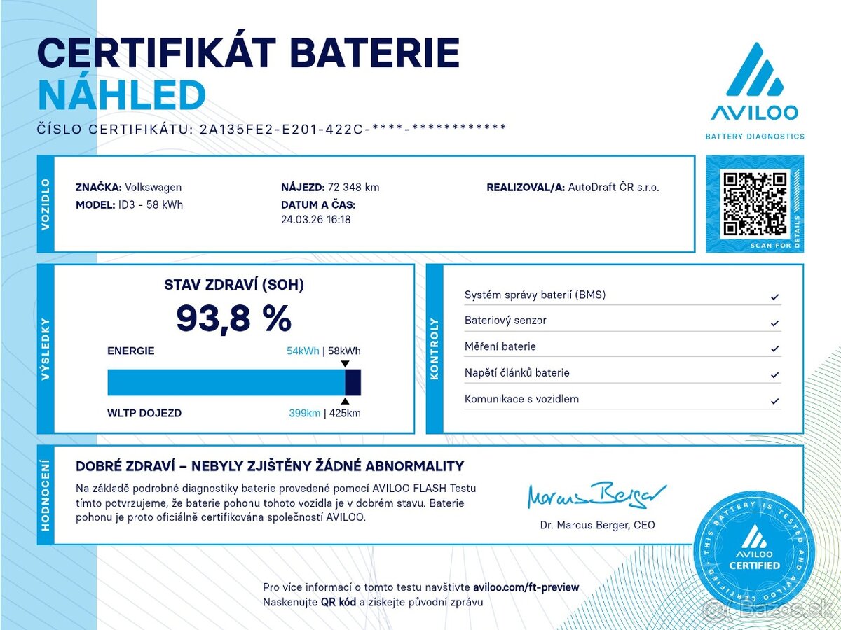 VW ID.3 Pro Performance 150kW SOH 93,8% - záruka Autodraft - 3