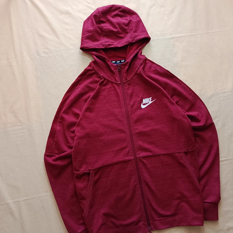 NIKE bordová mikina na zips s kapucňou M - 3