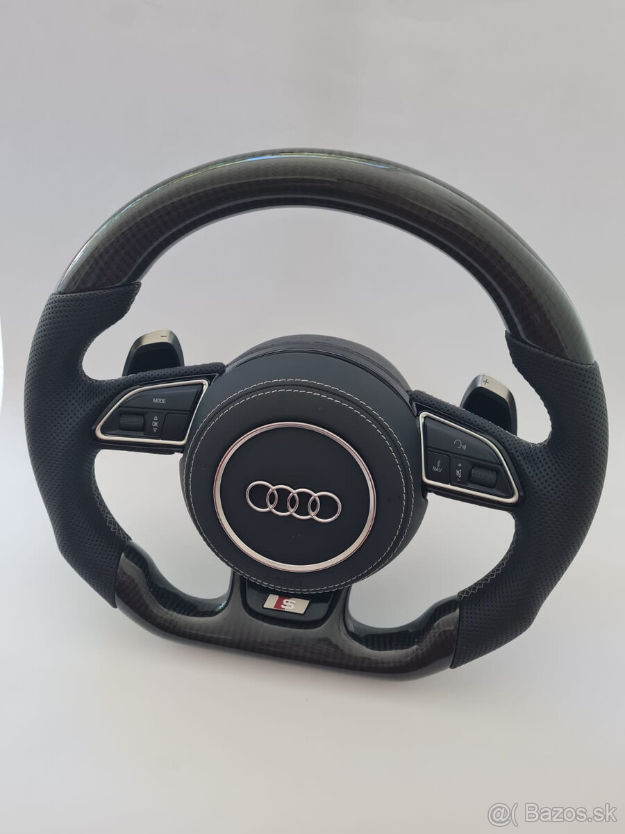 AUDI carbon/perforovaný volant s MULTIFUNKCIOU a F1 pádlami - 3