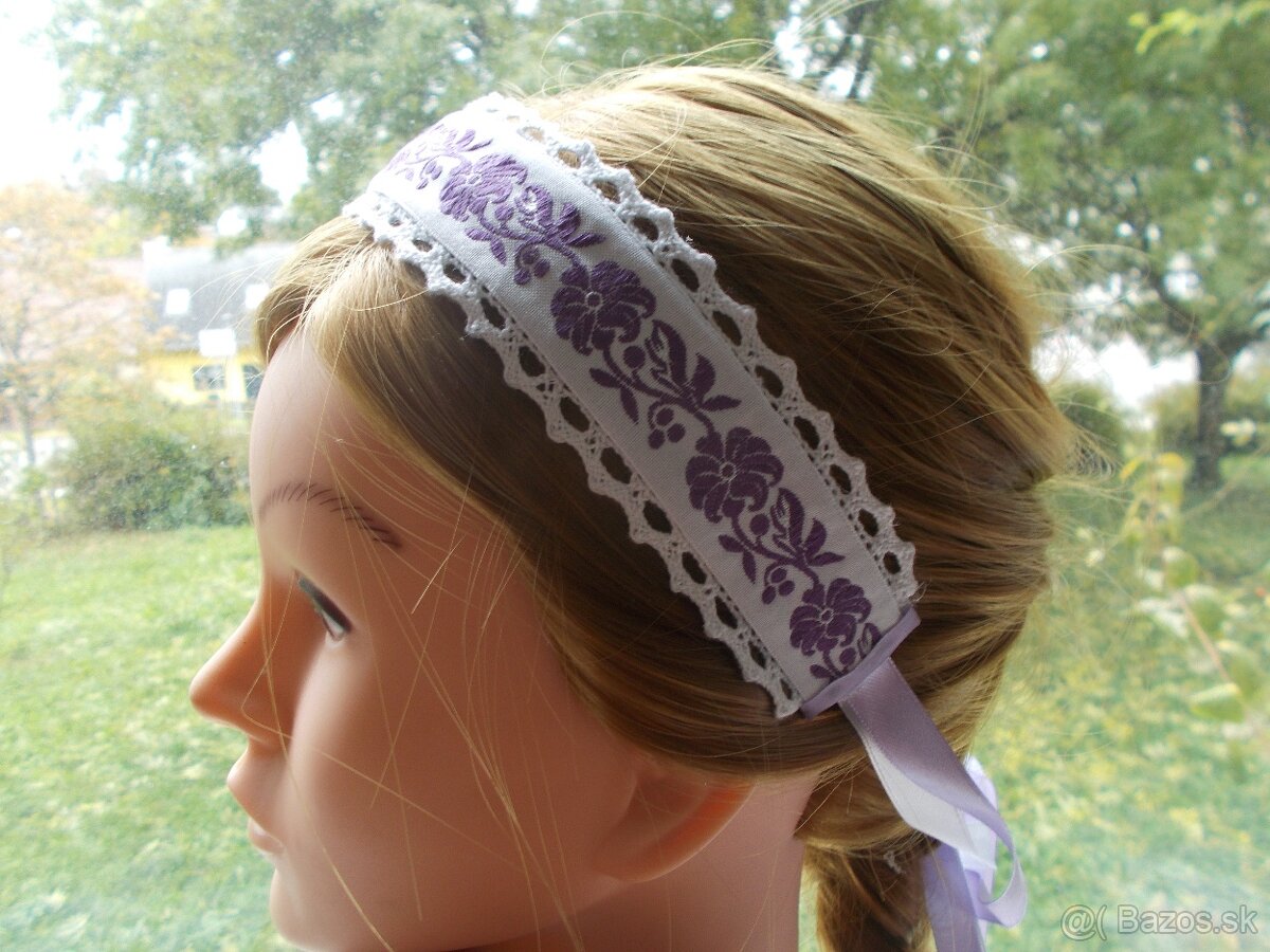 folklórna čelenka / v levanduľovom odtieni/ - 3