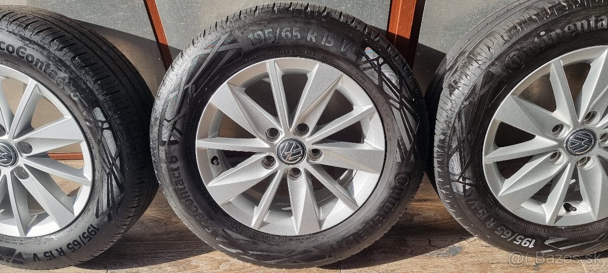 Predám originálne disky VW r15 5x112 /195/65 Continental - 3