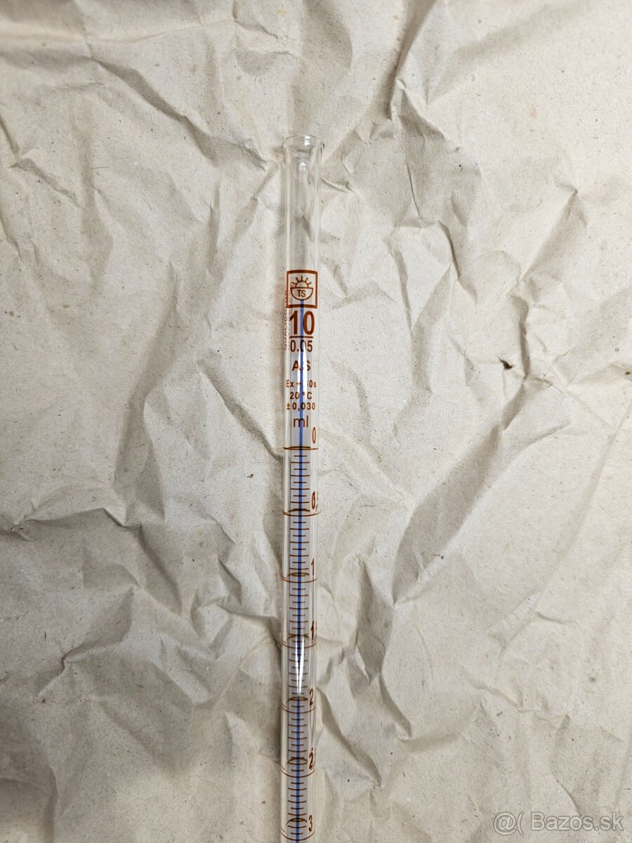 Byreta 10 ml, priamy kohútik PTFE, trieda A - 3