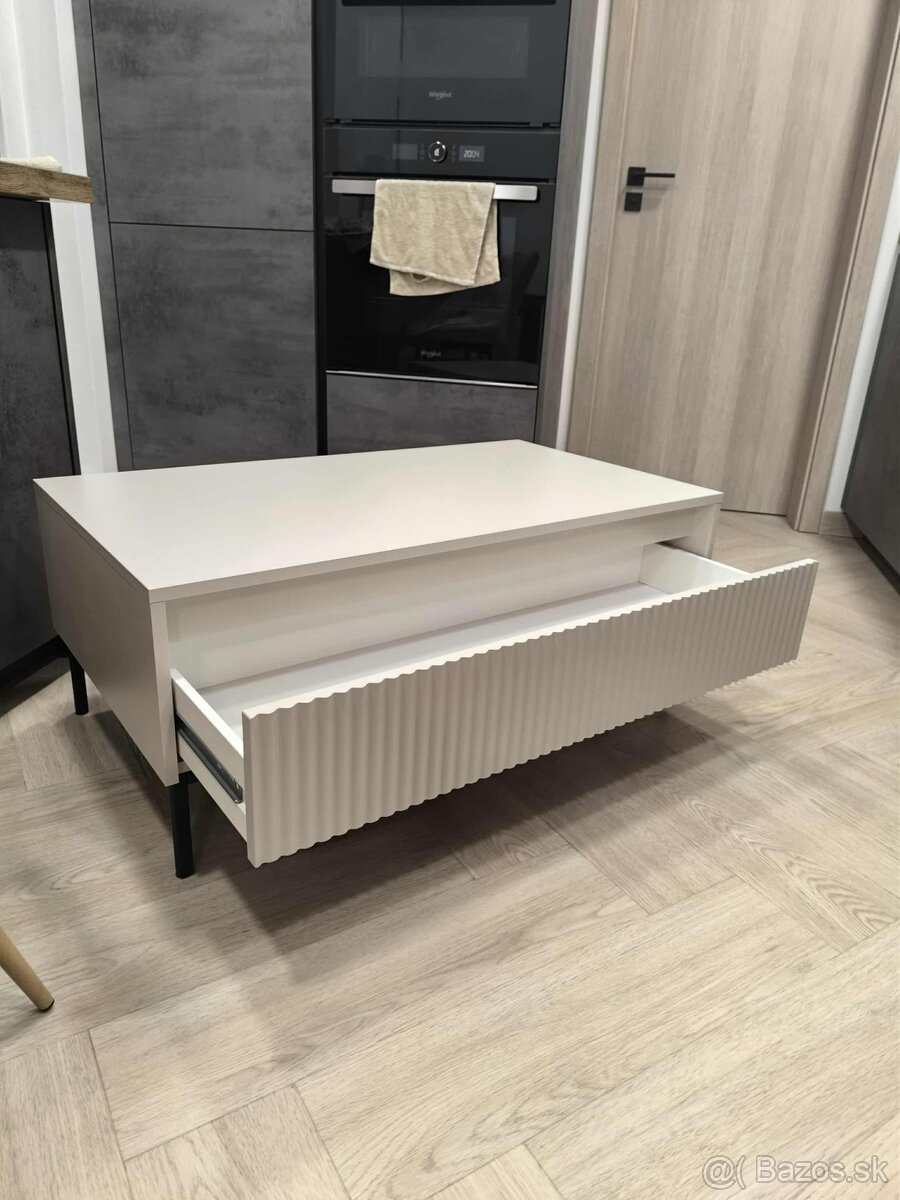 Moderný nový konferenčný stôl so šuflíkom vo farbe kašmír - 3