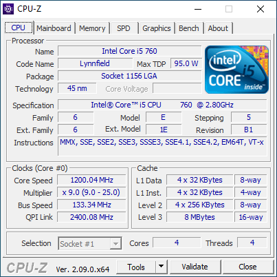 Intel® Core™ i5-760 Processor (4 Cores, 2.80 GHz, LGA1156) - 3