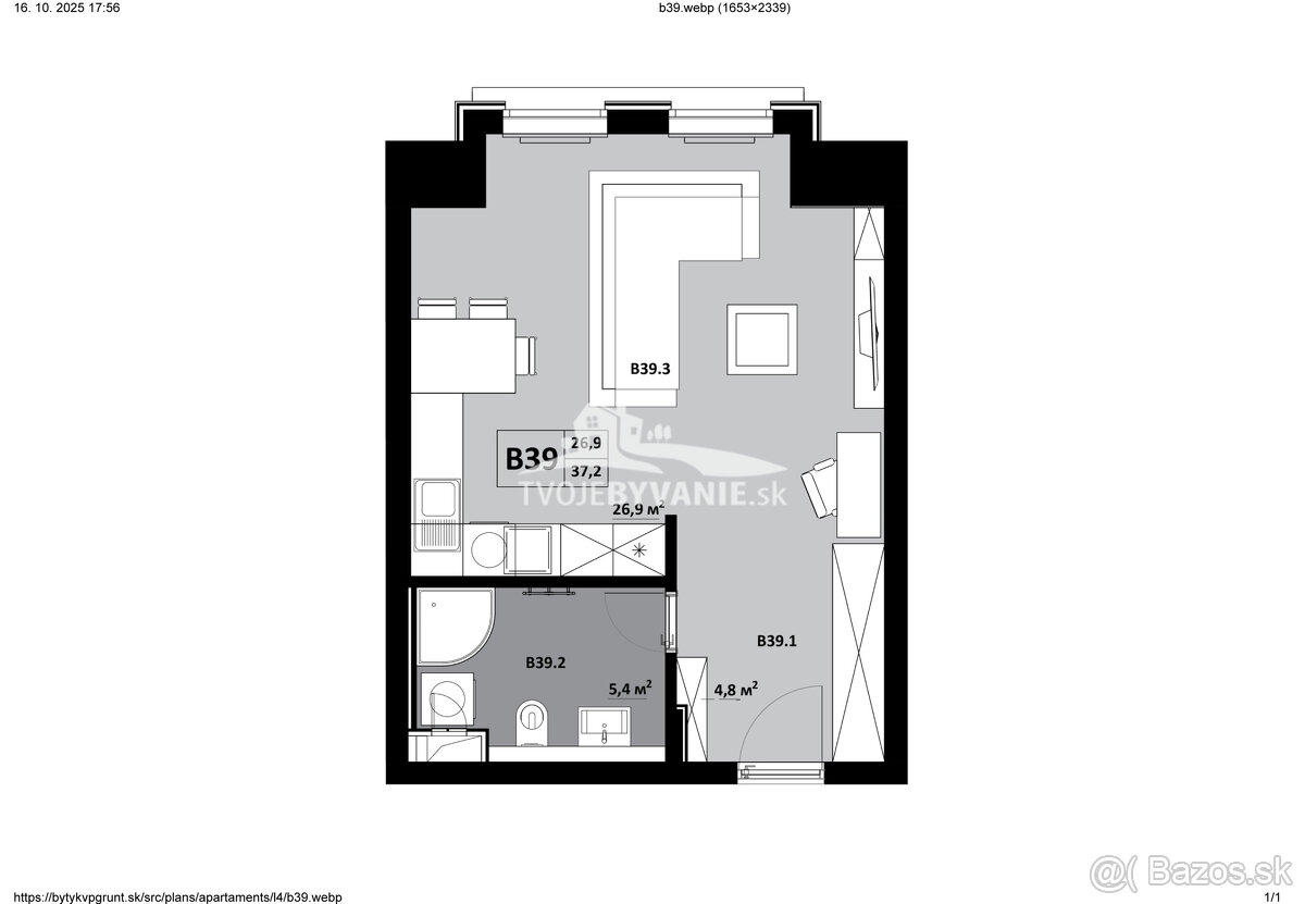 1 izbový byt KVP Grunt č. 39 - 3