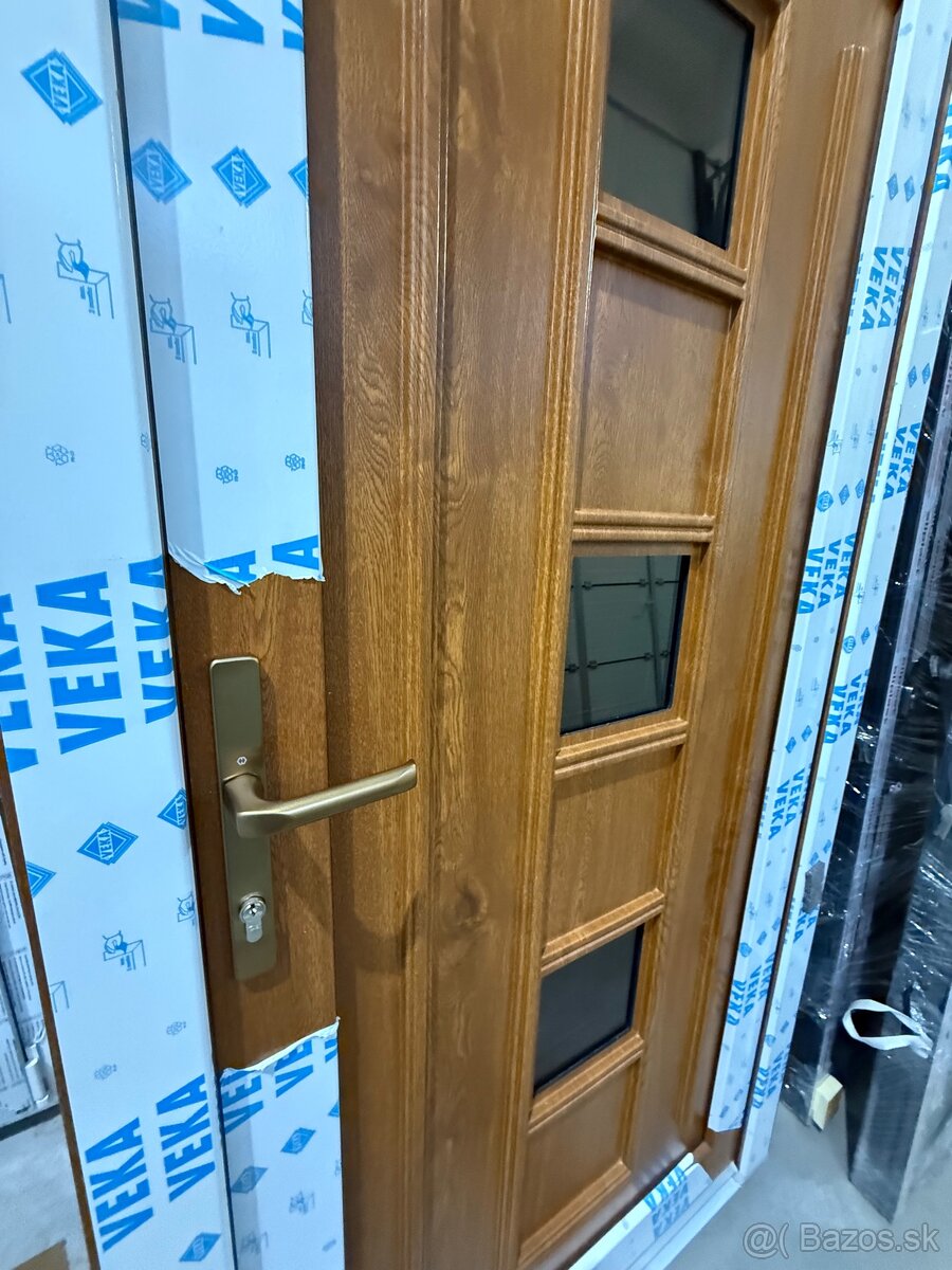 Plastové vchodové dvere,zlatý dub/biela,špičková kvalita - 3
