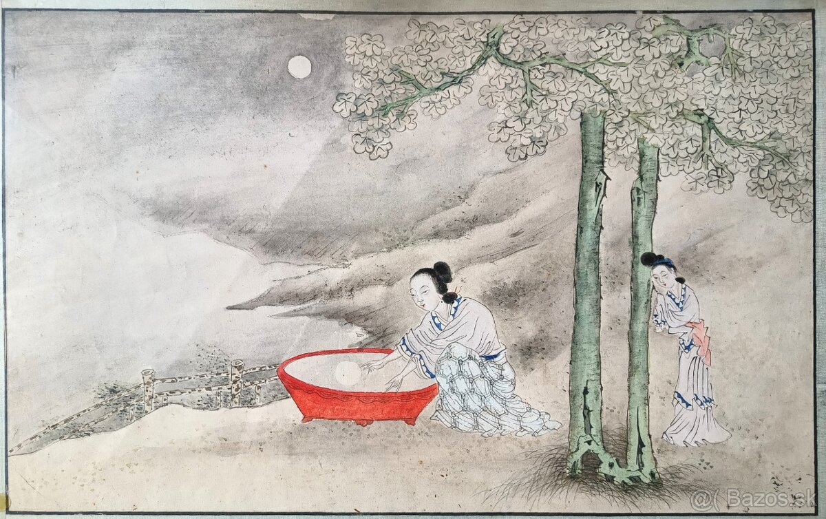 Akvarel Čína pravdepodobne 19 Storočie - 3