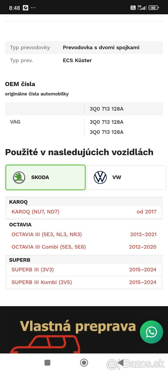 Predám microspinac automatickej prevodovky3Q0713128A - 3