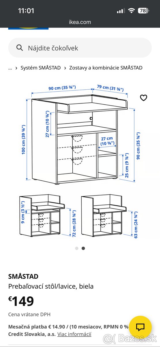 Prebaľovací pult ikea-Smastad - 3