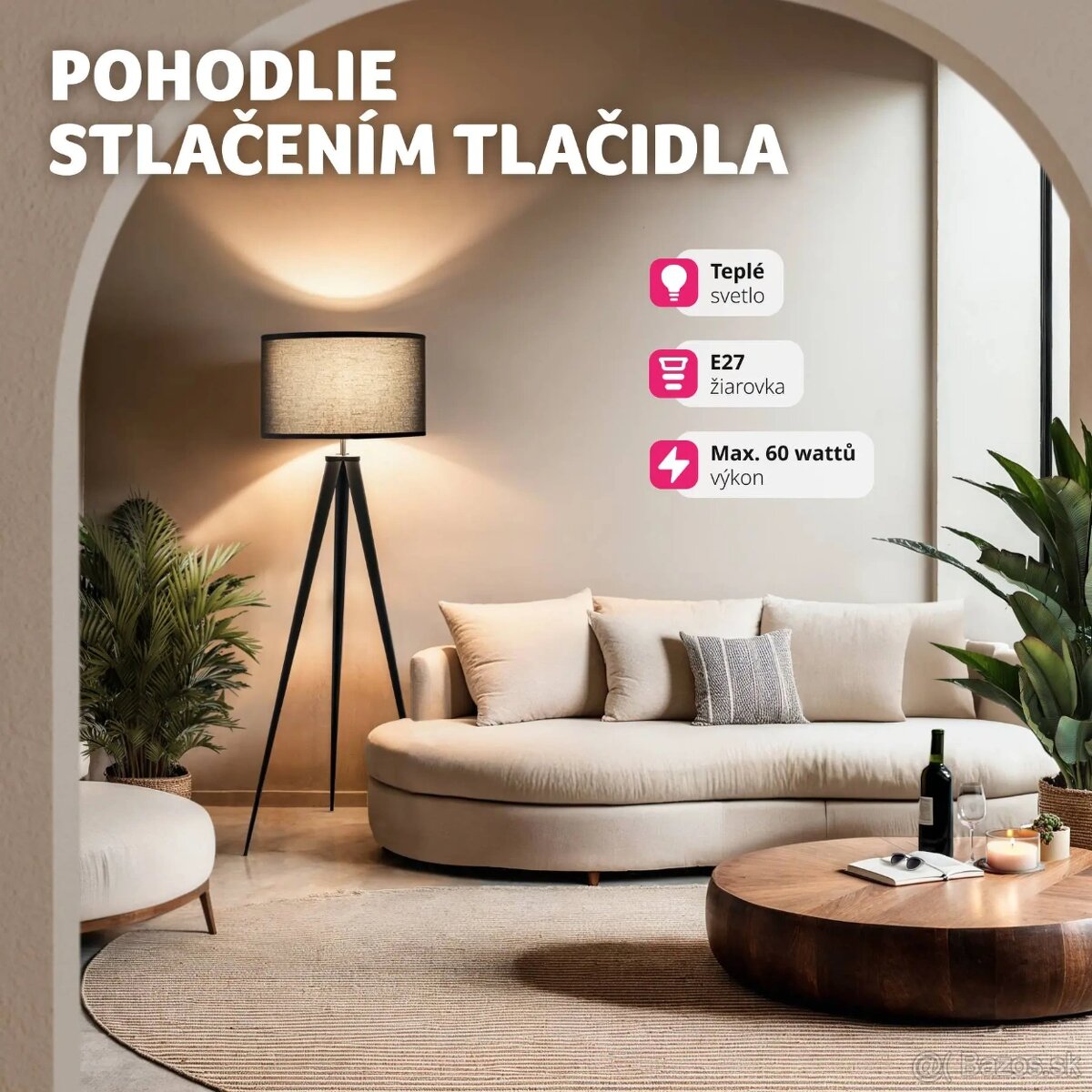 Stojaca lampa Lunaris – čierna, nová - 3