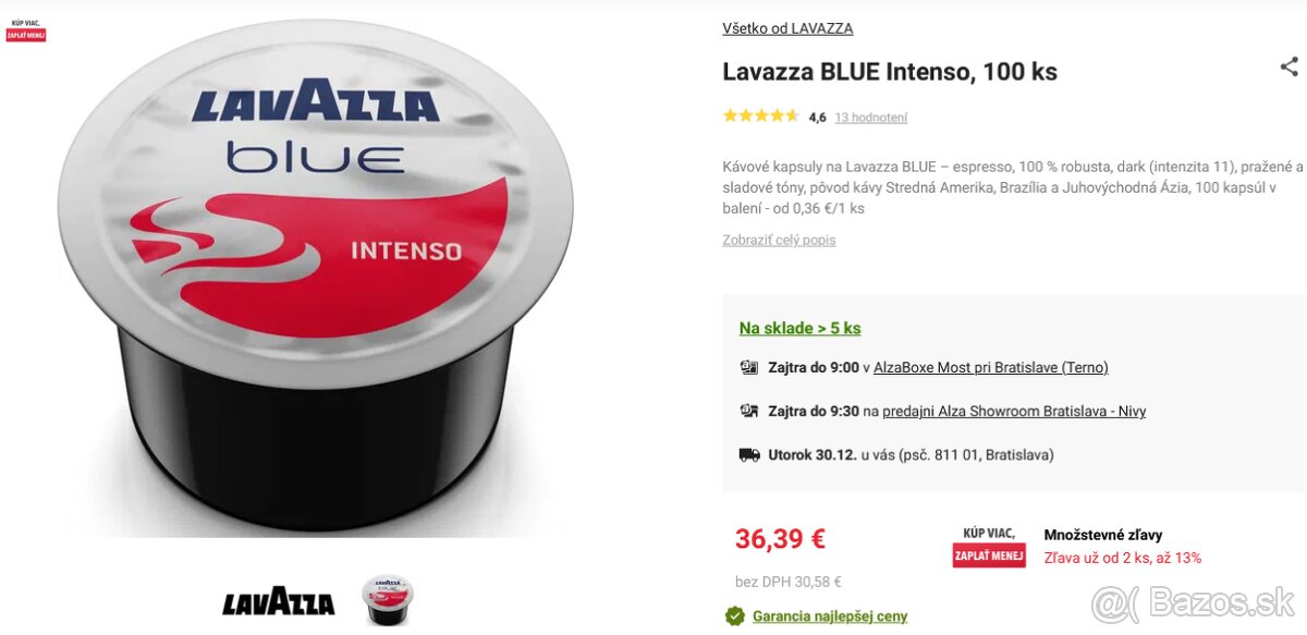 Predám KAPSULE Lavazza BLUE Intenso – 98 ks kapsúl - 3